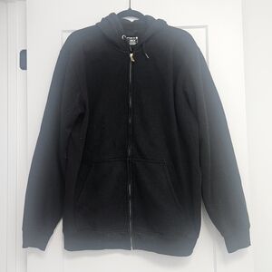 CARHARTT Black Loose Fit Zip Up Hoodie Cotton Blend Large